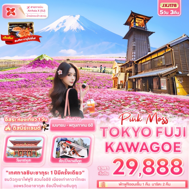 ทัวร์ญี่ปุ่น Pink Moss TOKYO FUJI KAWAGOE