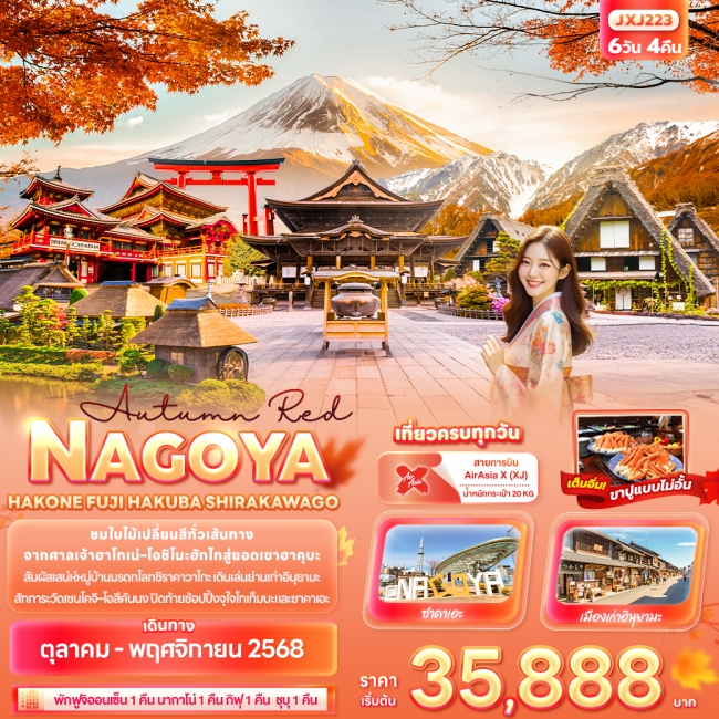 ทัวร์ญี่ปุ่น NOGOYA HAKONE FUJI HAKUBA SHIRAKAWAGO